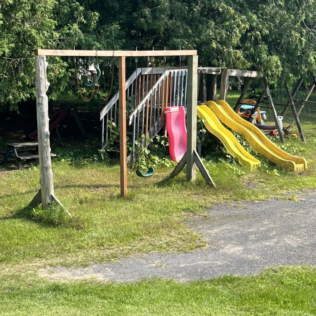 Swings and slides at the playground